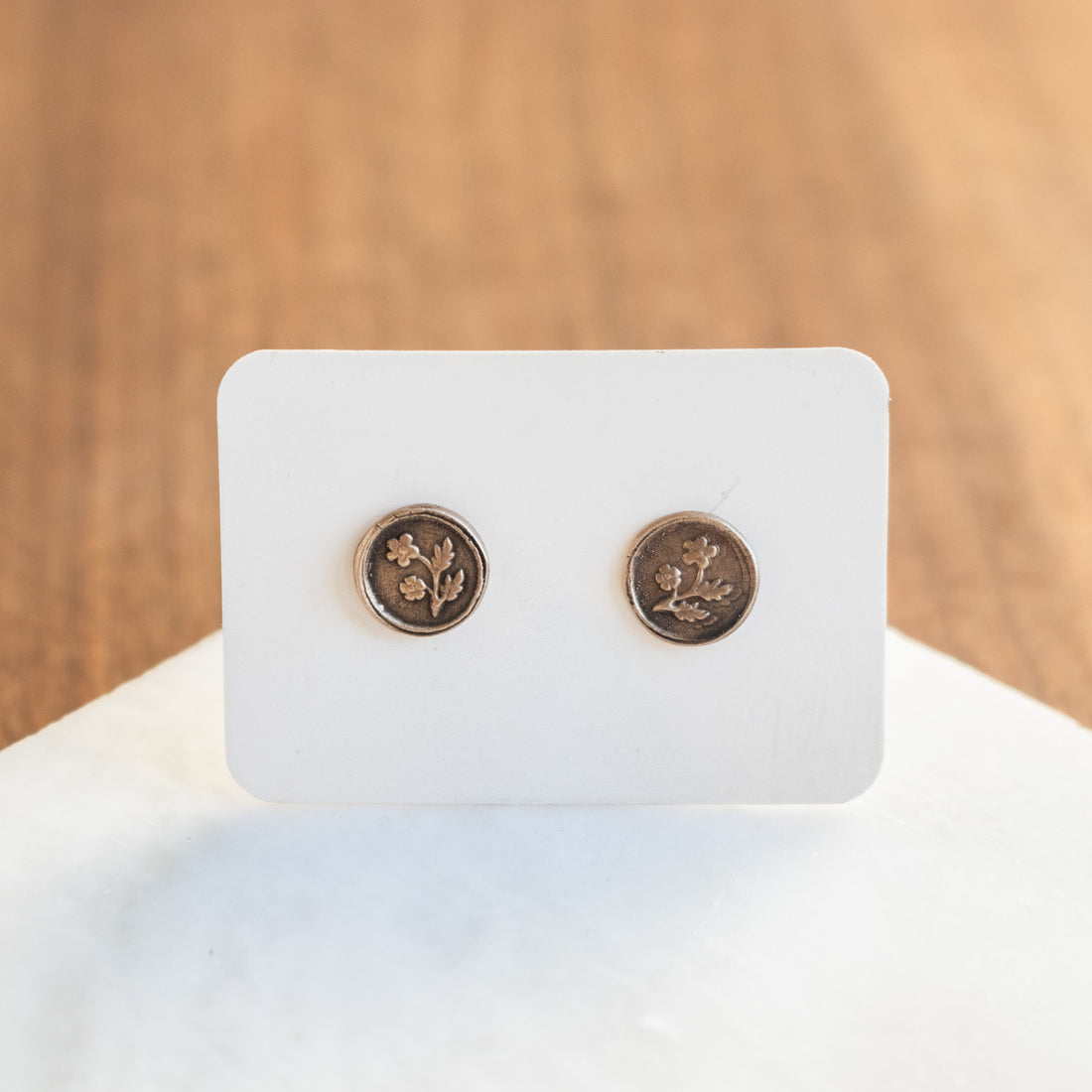 Bronze Floral Stud Earrings