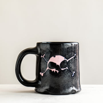 Double Pink Skull Black Mug