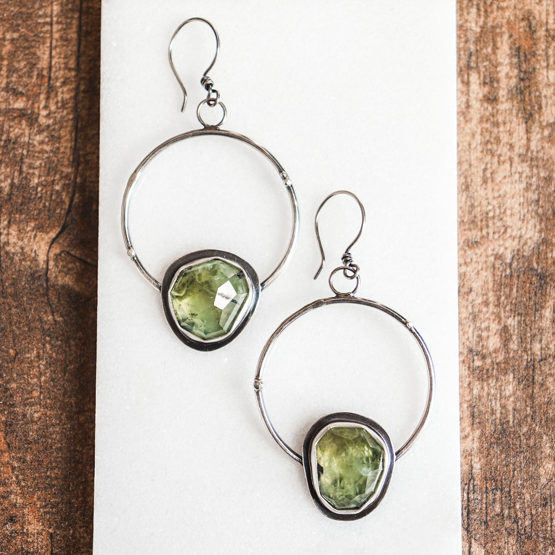 Prehnite Hoop Earrings