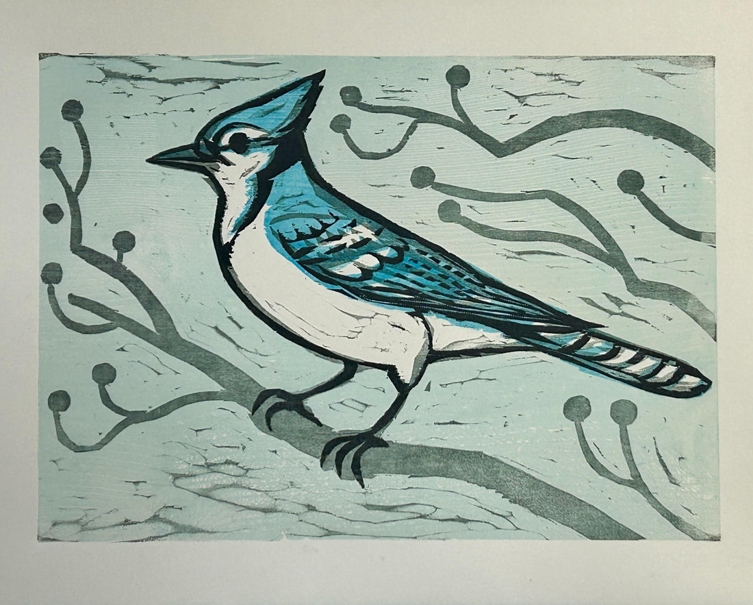 Bluejay 16x20 | Woodblock Print