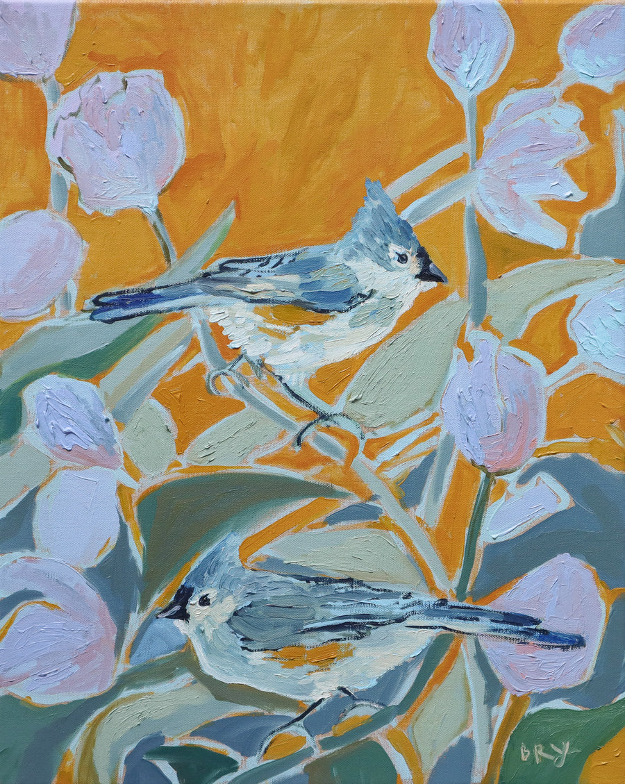 Tufted Titmouse & Tulips | 20x24