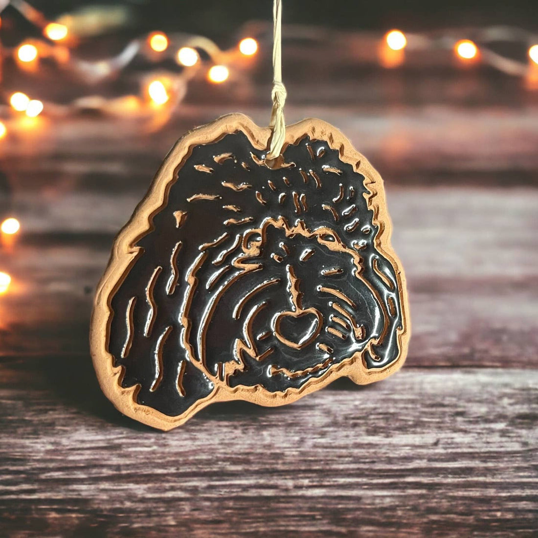 Doodle Dog Clay Ornament | Black