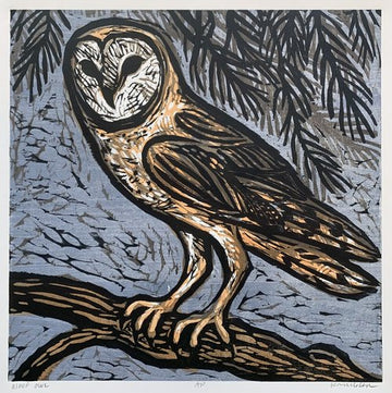 Aloof Owl 16x16 | Woodblock Print