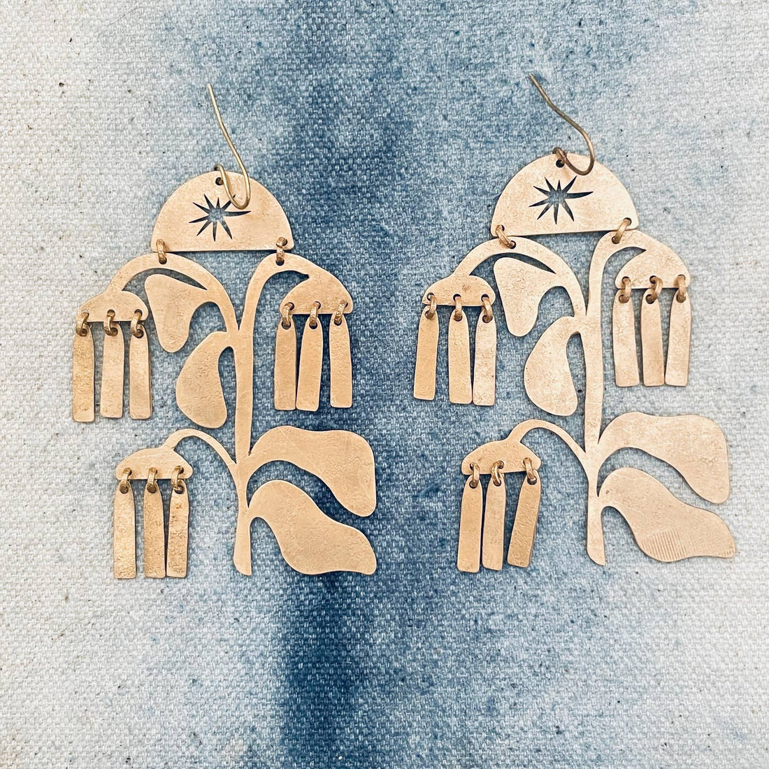Willow Bloom Brass Earrings