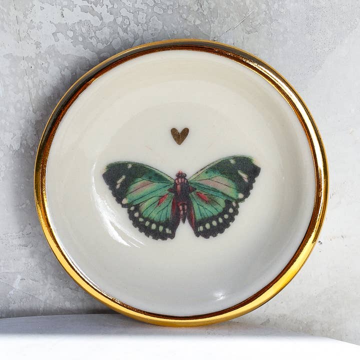 Green Butterfly w/ Heart Ring Dish