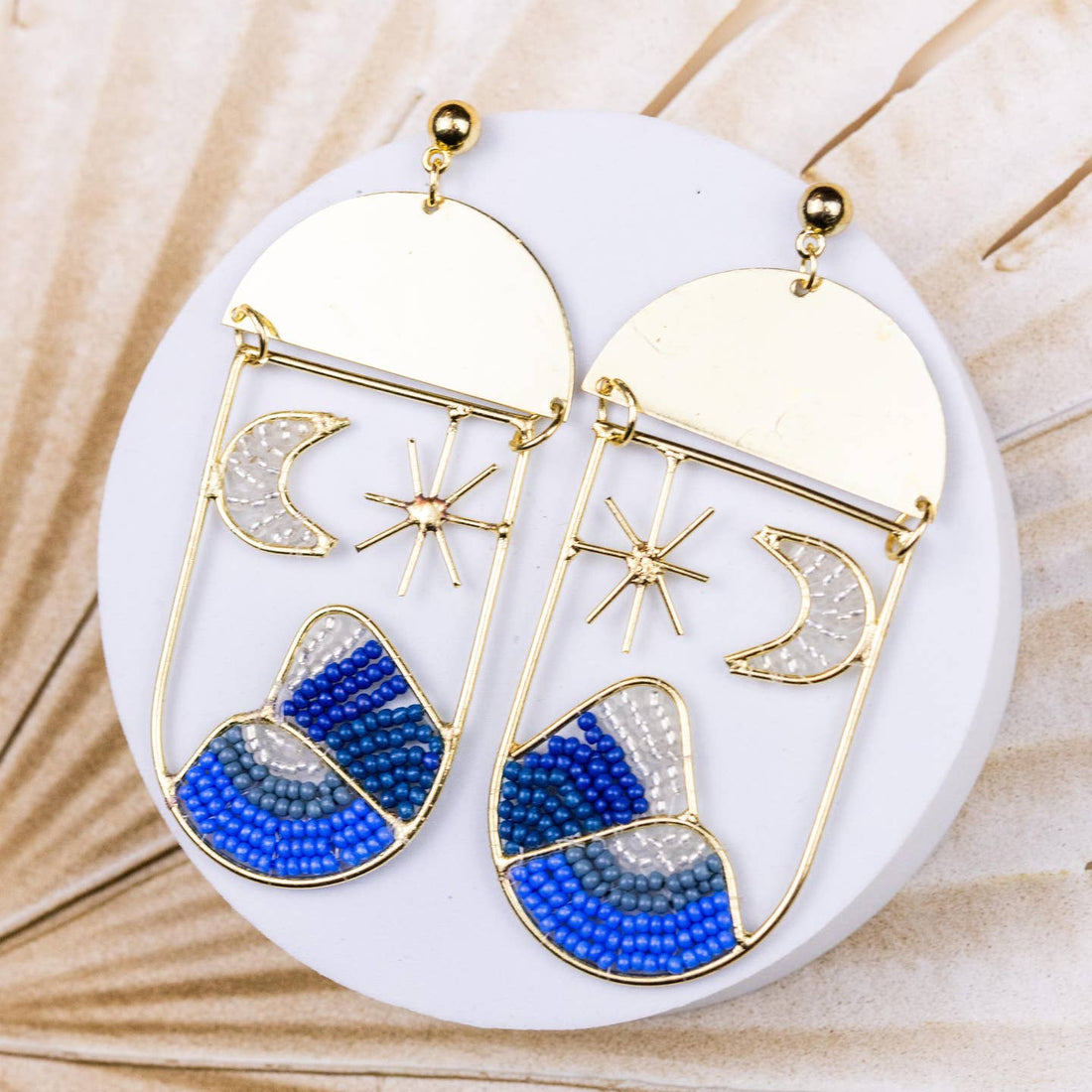 Moon & Mountain Beaded Earrings