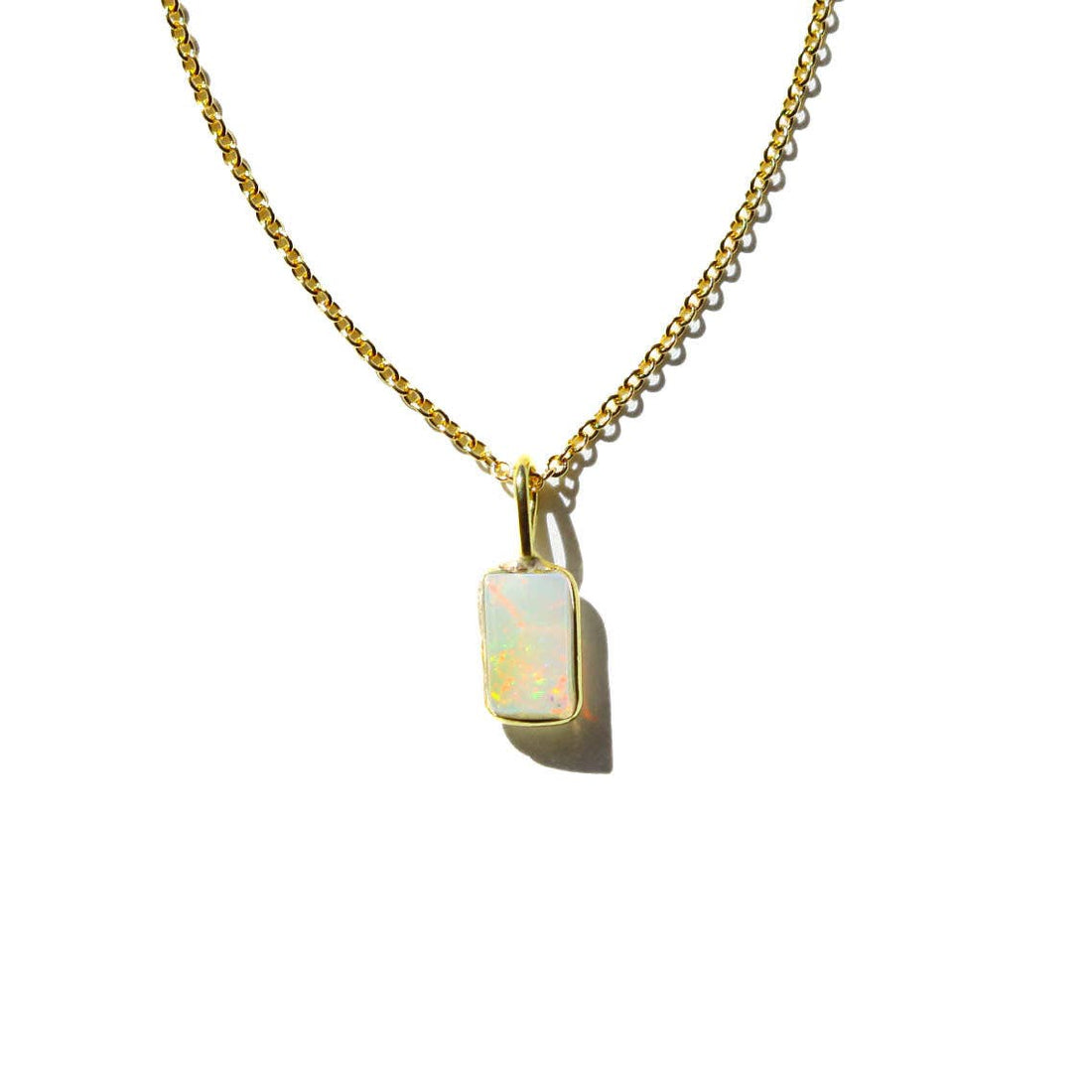 Fire Opal Rectangle Necklace