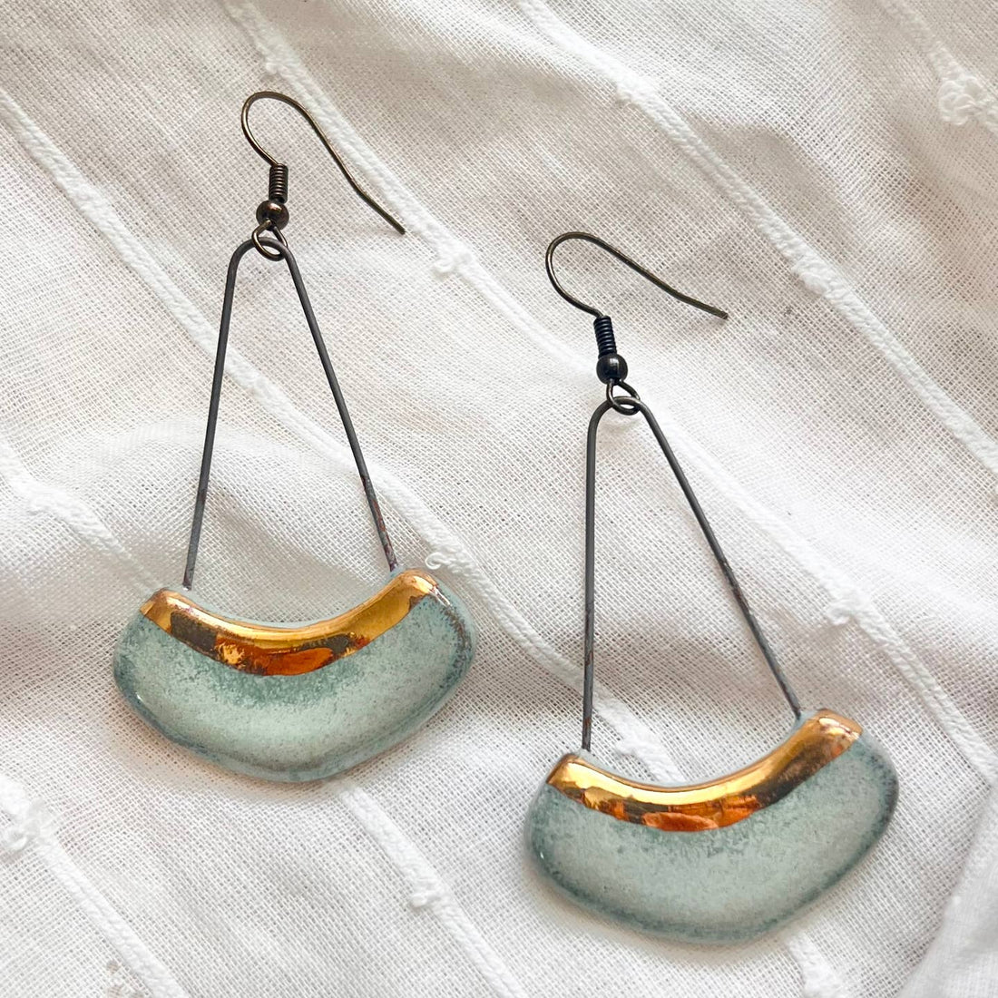 Turquoise Collar Gold Line Earrings