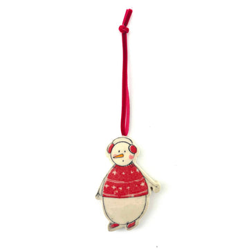 Red Sweater Snowman Ornament