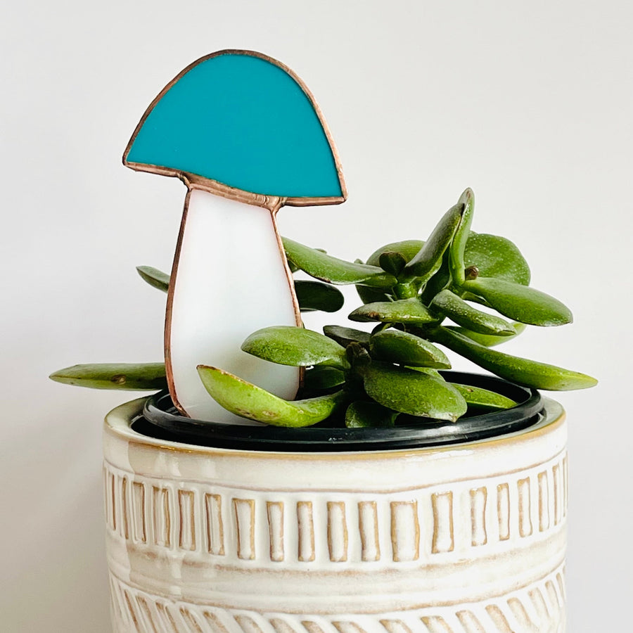 Pastel Mushroom Plant Stake | Teal