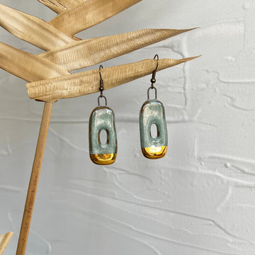 Gold Dipped Turquoise Abstract Earrings