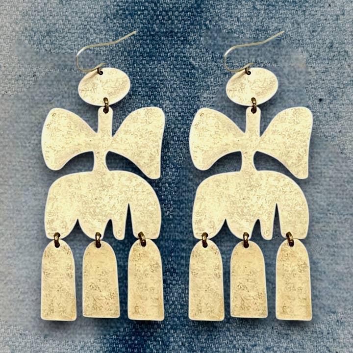 Heliconia Flower Brass Earrings