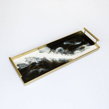 Resin Gold Rectangle Tray | Onyx