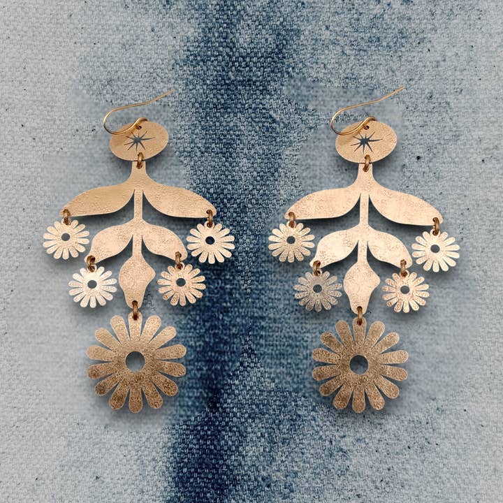 Daisy Chain Brass Earrings