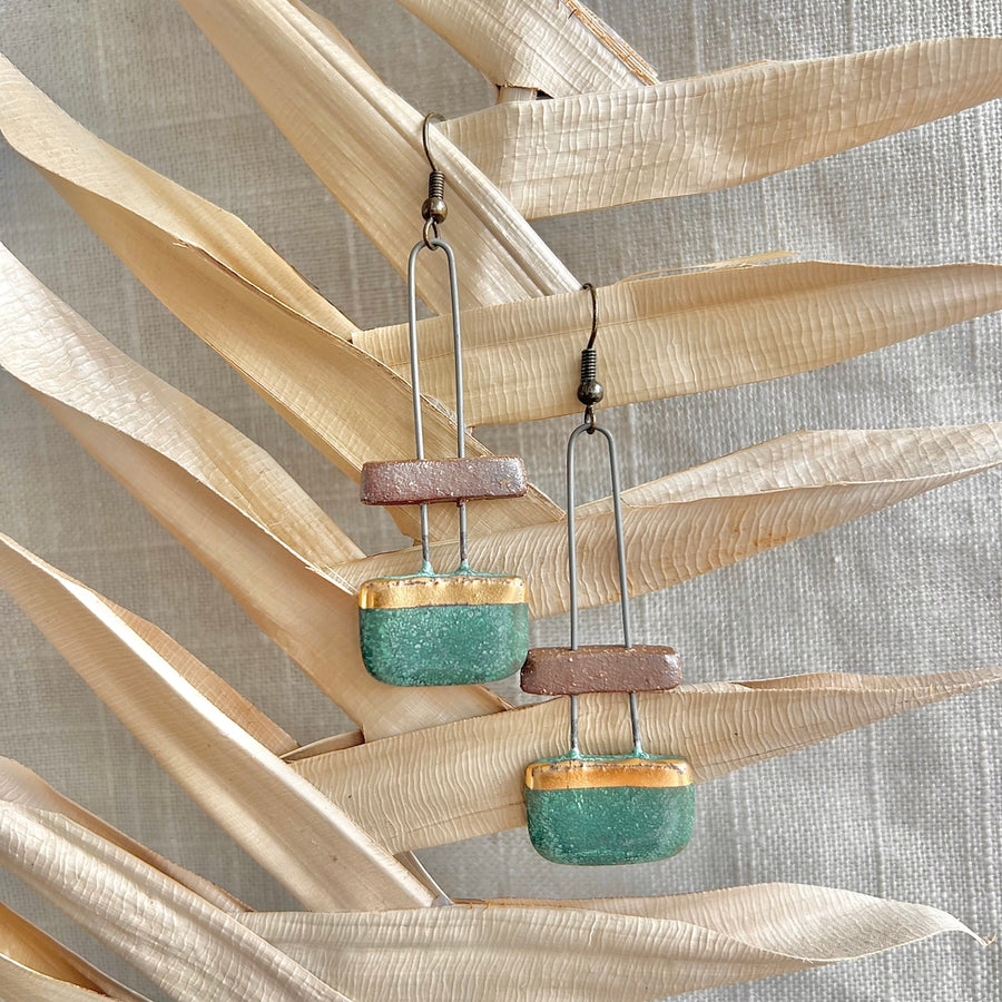 Patina Green Natural Clay Earrings