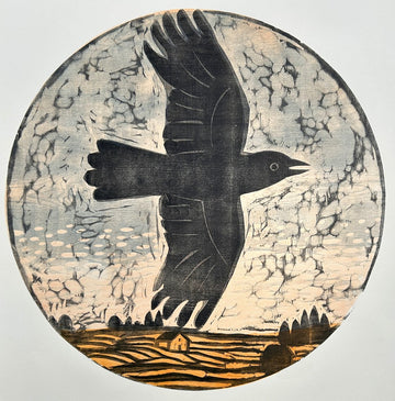 Country Crow 32x32 | Woodblock Print
