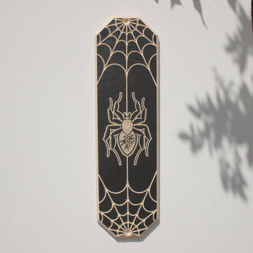 18" Spider w/Web Carved Wall Hanging