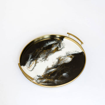 Resin Gold Round Tray | Onyx