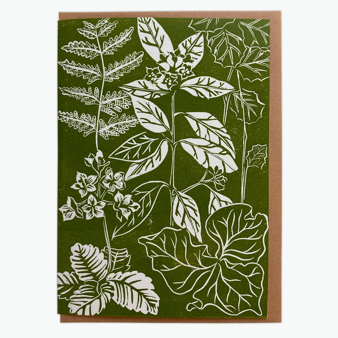 Olive Green Nature Hike Blockprint Card
