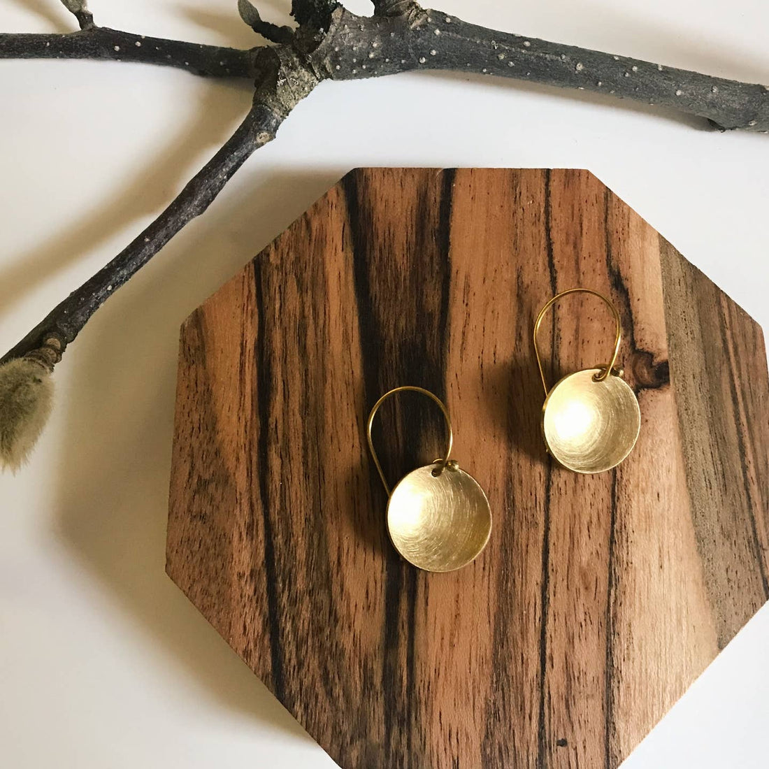 Small Brass Bowl Earrings