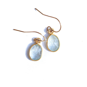 Aquamarine March Gold Earrings