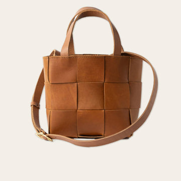 Woven Leather Mini Tote | Tan
