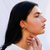 Three Leaf Beaded Stud Earrings | Autumn