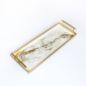 Resin Gold Rectangle Tray | Gold Quartz