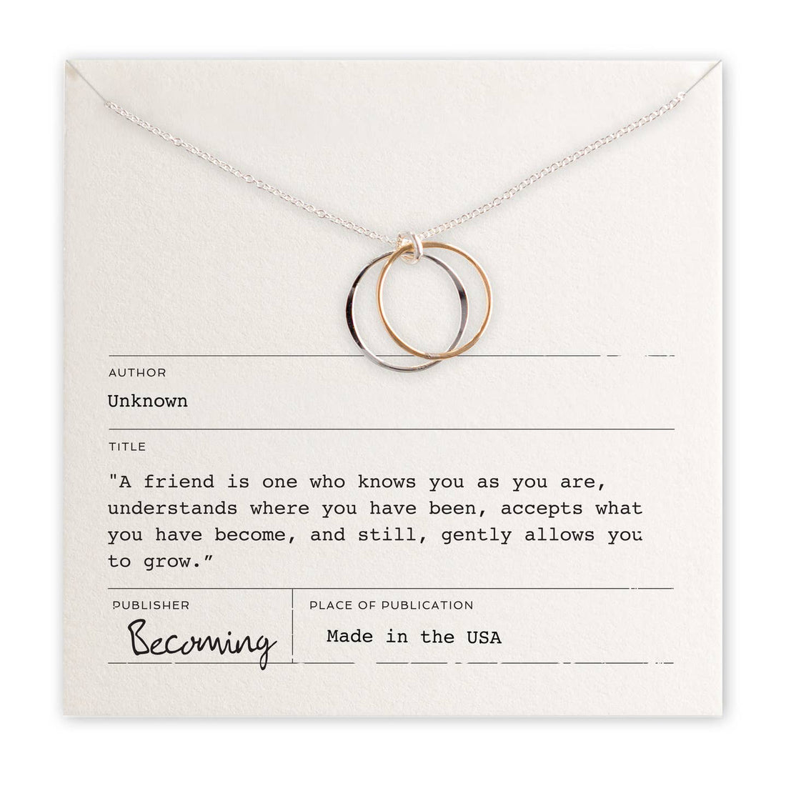 Friendship Circles Necklace | Mixed Metal Silver and Gold