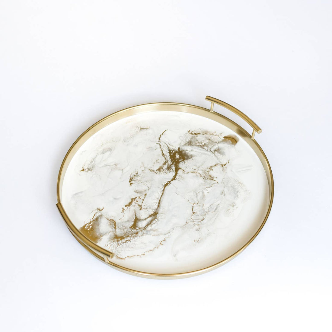 Resin Gold Round Tray | Gold Quartz