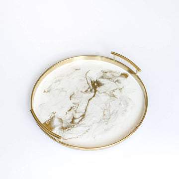 Resin Gold Round Tray | Gold Quartz