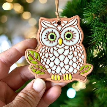 Owl Clay Ornament | Cream
