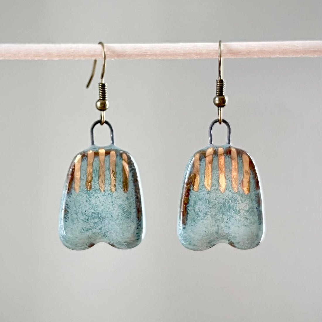 Turquoise & Gold Striped Earrings