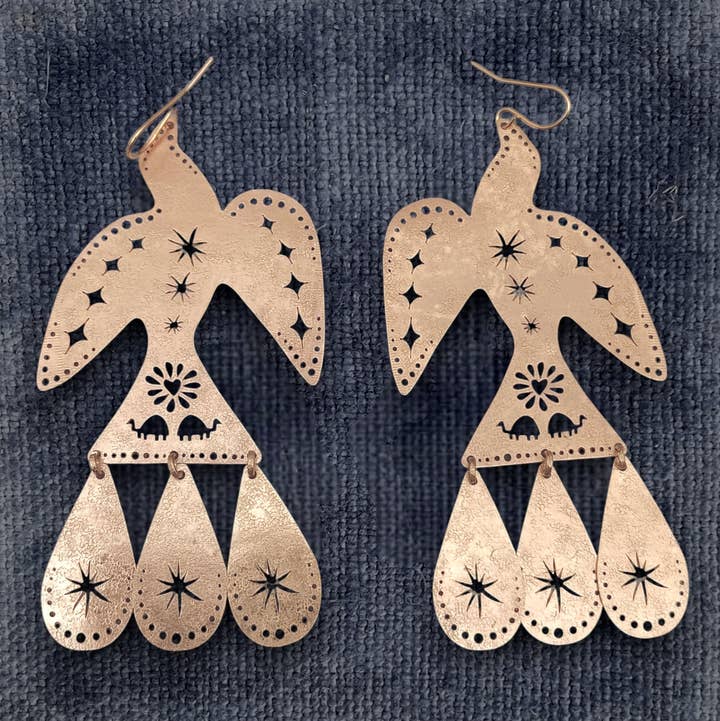 Eagle & Tortoise Brass Earrings