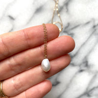 Pearl Gold Solitaire Necklace