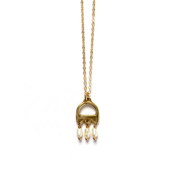 Small Pearl Rococo Brass Necklace