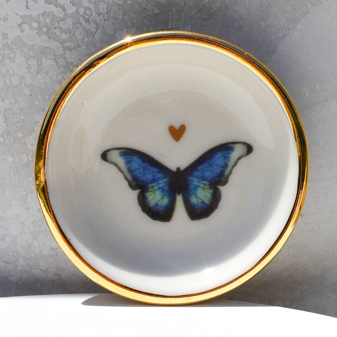Blue Butterfly w/ Heart Ring Dish