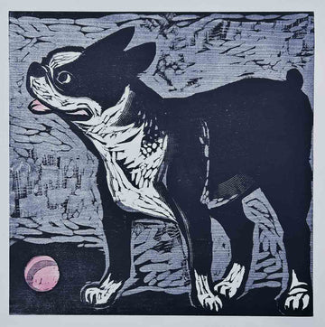 Fat Little Boston 16x16 | Woodblock Print