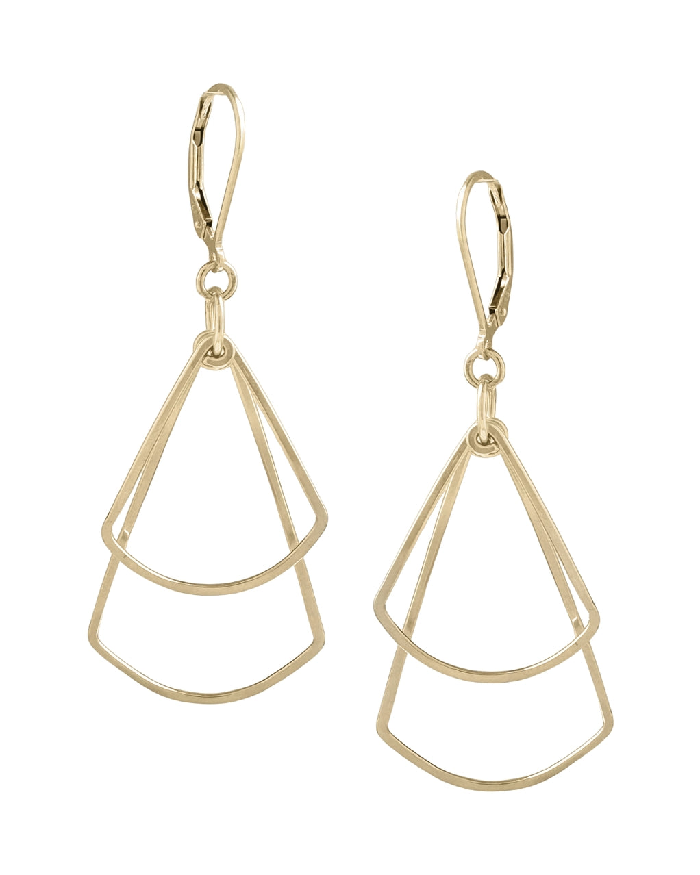 Double Fan Drop Earrings | Gold Filled