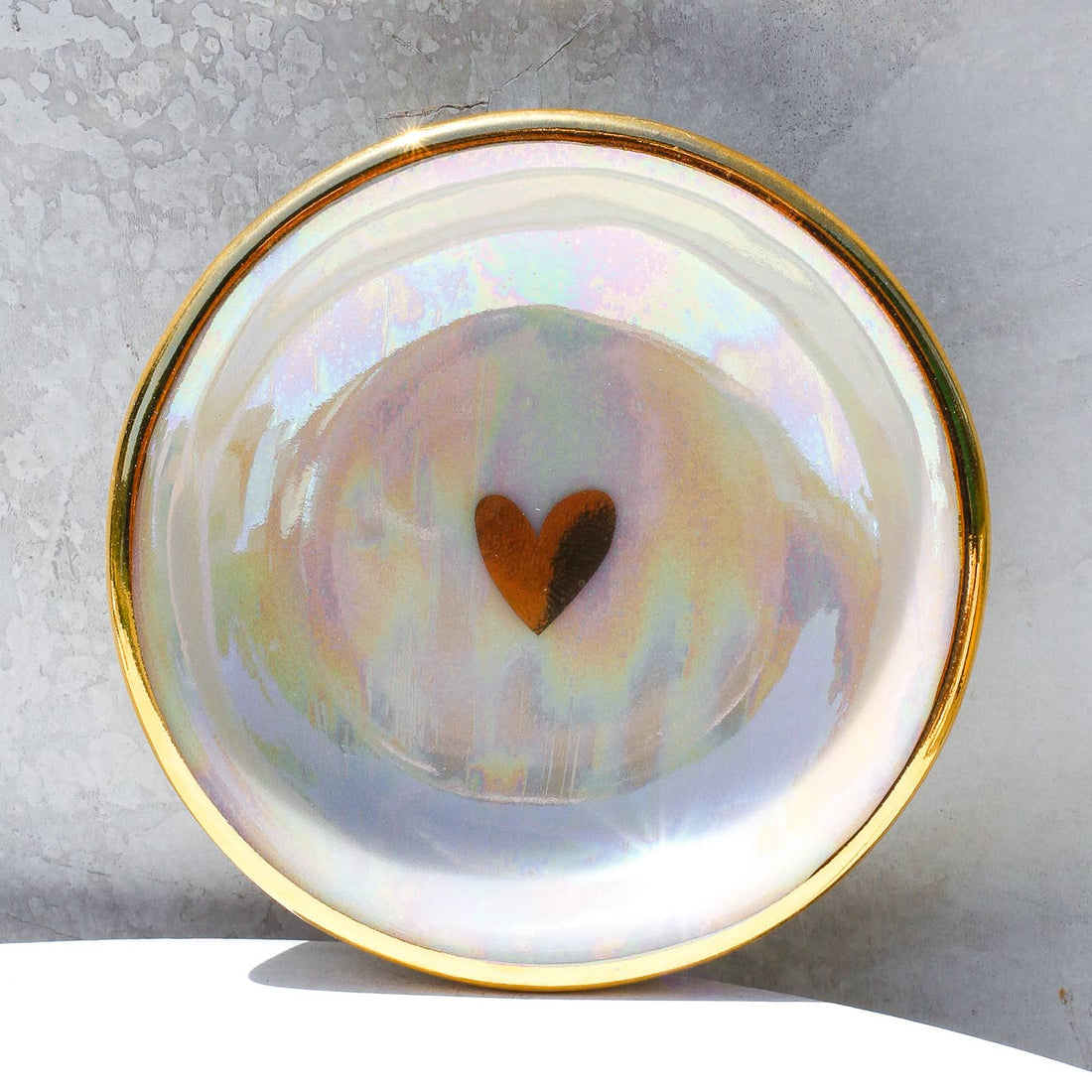 Iridescent Heart Ring Dish