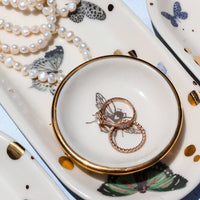 Gold Bee Ring Dish | White