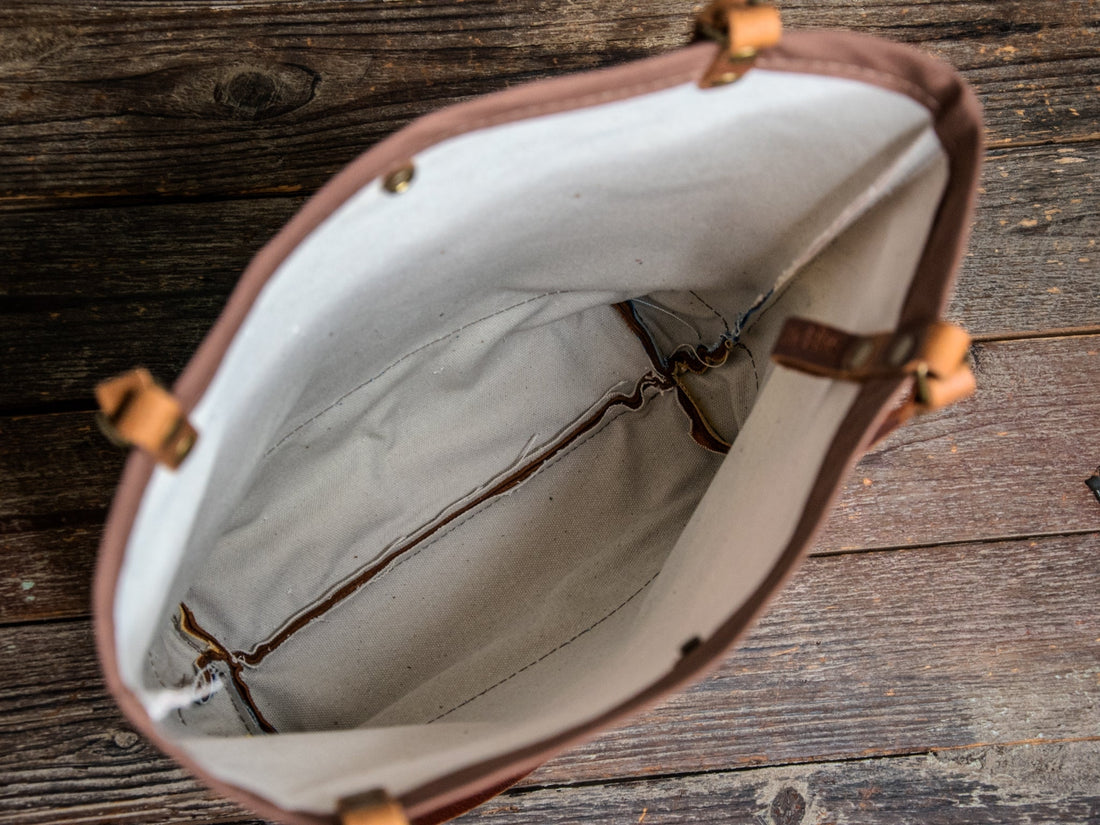 Canvas Leather Tote | Sunrise - The Artisan's Bench