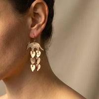 Armadillo & Hearts Brass Earrings