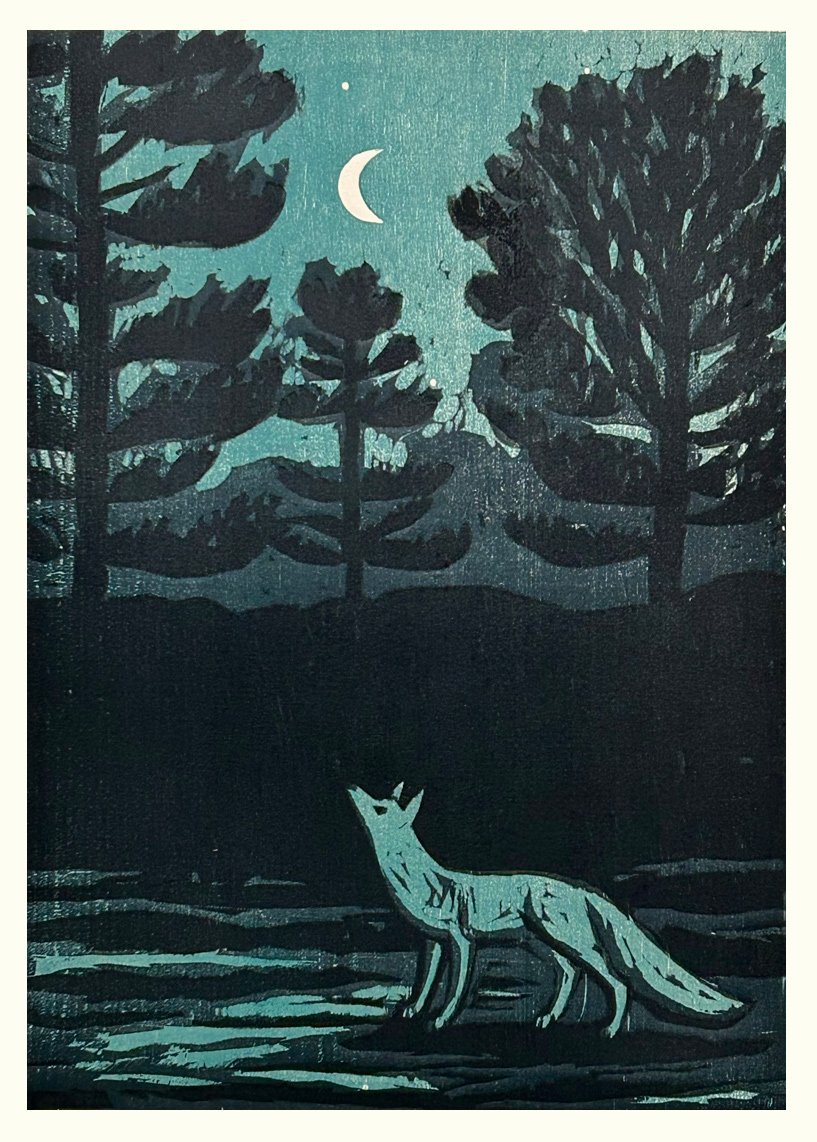Follow the Moon 16x20 | Woodblock Print