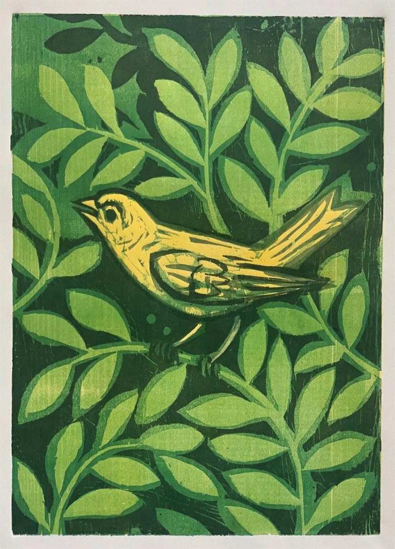 Green Shelter no.2 16x20 | Woodblock Print