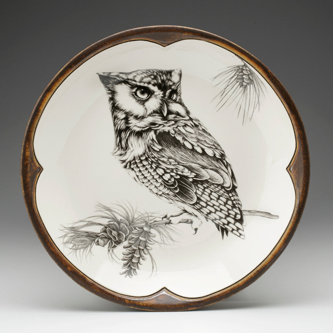 Screech Owl 1 Small Round Platter | Brown