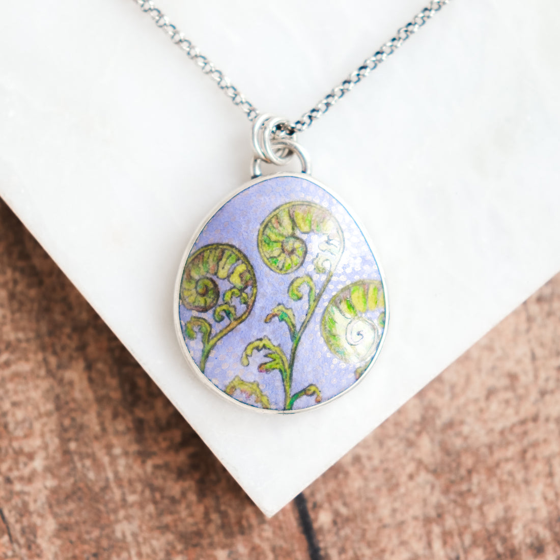 Blue & Green Fern Necklace