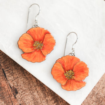 California Poppy Silhouette Earrings