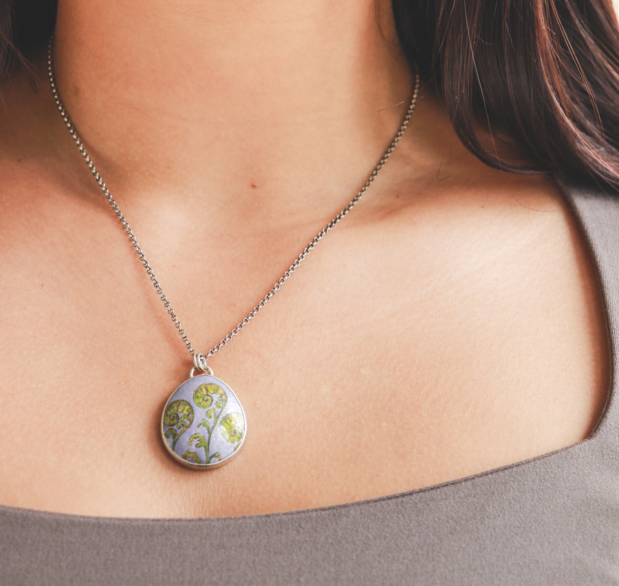 Blue & Green Fern Necklace