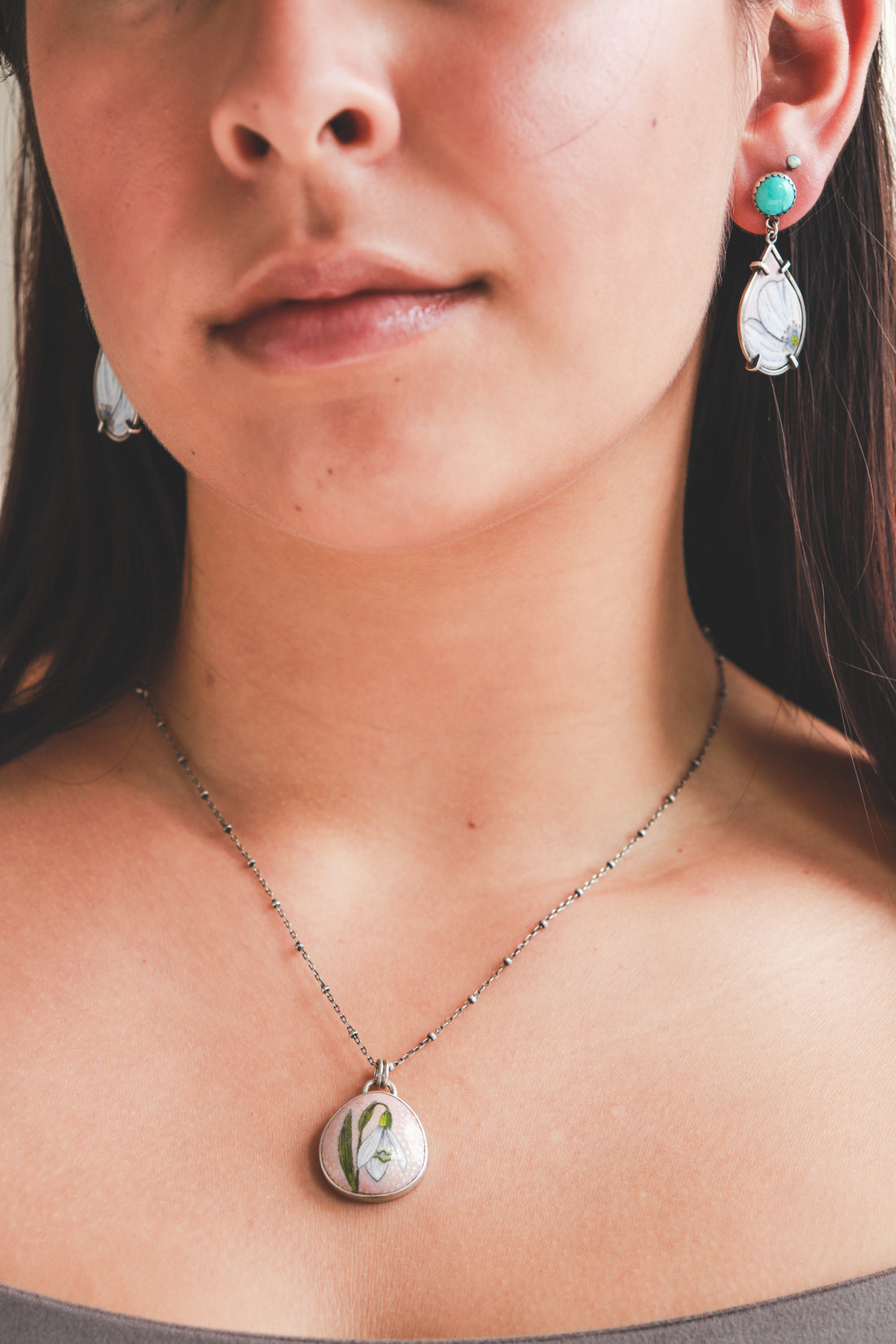 Pink Snowdrop Necklace